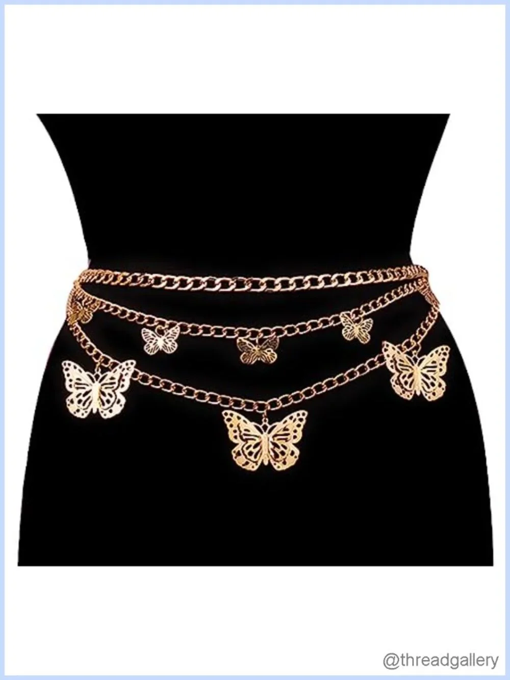 Multi-Layer Butterfly Waist Chain Retro Hollowed Out Body Chain Alloy